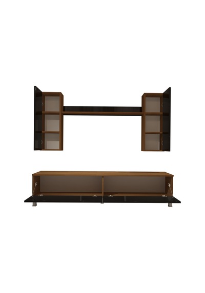 Decoraktiv Eko 5d Mdf Std Krom Ayaklı Tv Ünitesi Tv Sehpası Ceviz - Siyah