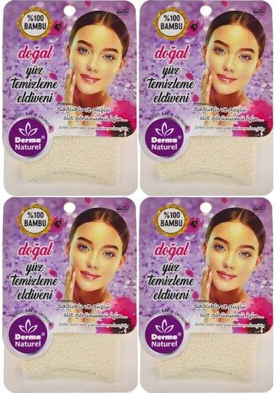 Derma Naturel Bambu Yüz Temizleme Eldiveni Ms-32 4 Lü Set
