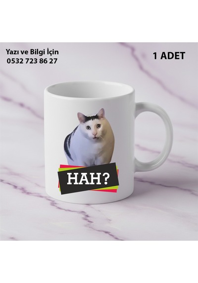 Beyaz Kedi Baskılı Kişiye Özel İsimli Hediyelik Kupa Bardak-kedi Sevenler İçin Özel Hediye Beyaz