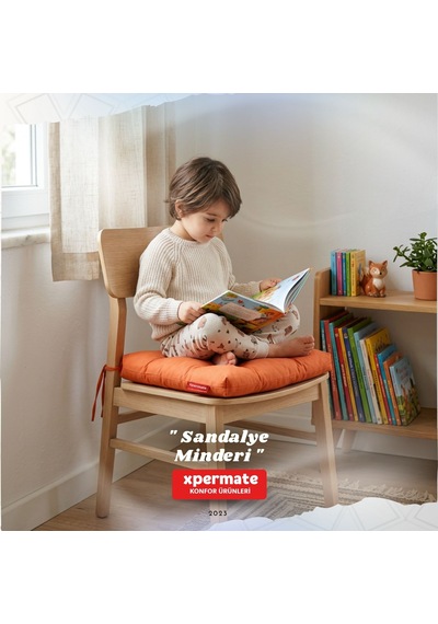 Pofuduk Sandalye Minderi Bağcıklı 40x40 Cm Yıkanabilir Dekoratif Mutfak Bahçe Piknik Minderi Turuncu