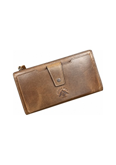 Alphaclub Bag Erkek Hakiki Deri Cüzdan Çok Bölmeli Fermuarlı Büyük Boy Kartlık Ve Pasaport Cüzdanı Kahverengi