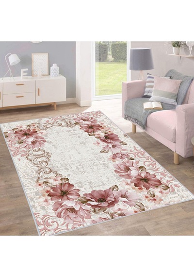 Rovigo Home Dijital Baskı Yıkanabilir Kaymaz Taban Salon Halısı RVG0202-SD767 Çok Renkli