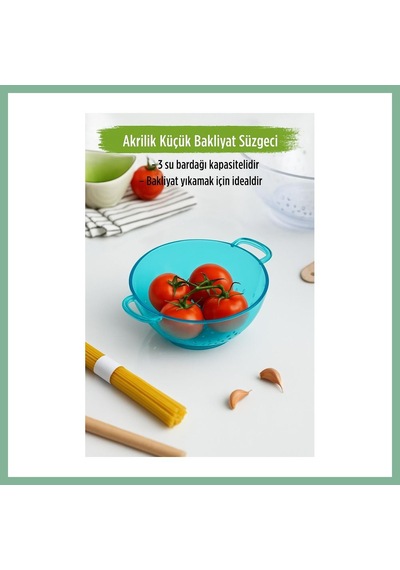 Bşkvirgo Akrilik Aquamarin Mini Pirinç Süzgeçi & Bakliyat Süzgeçi 3 Su Bardağı Ölçülü Bsk2026 Çok Renkli