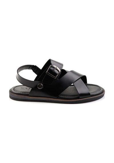 Siyah Hakiki Deri Erkek Sandalet E05433071014