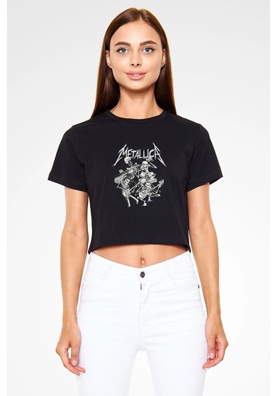 Startmore Adrift Metallica Siyah Crop Top Tişört Siyah