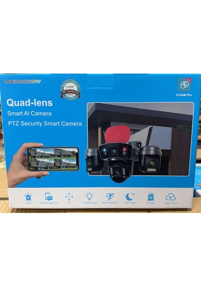 O-kam Ok-240 Premium Wifi 4 Lens Mikrofon + Hoparlör + Siren + Çakar + Alarm Kamera