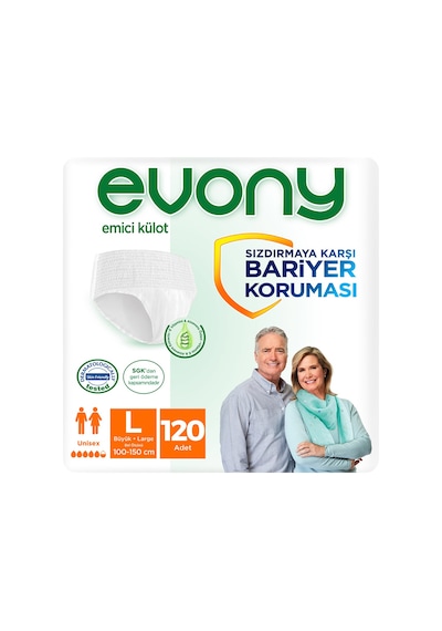 Evony Emici Külot Hasta Bezi Büyük Boy L 120 Adet