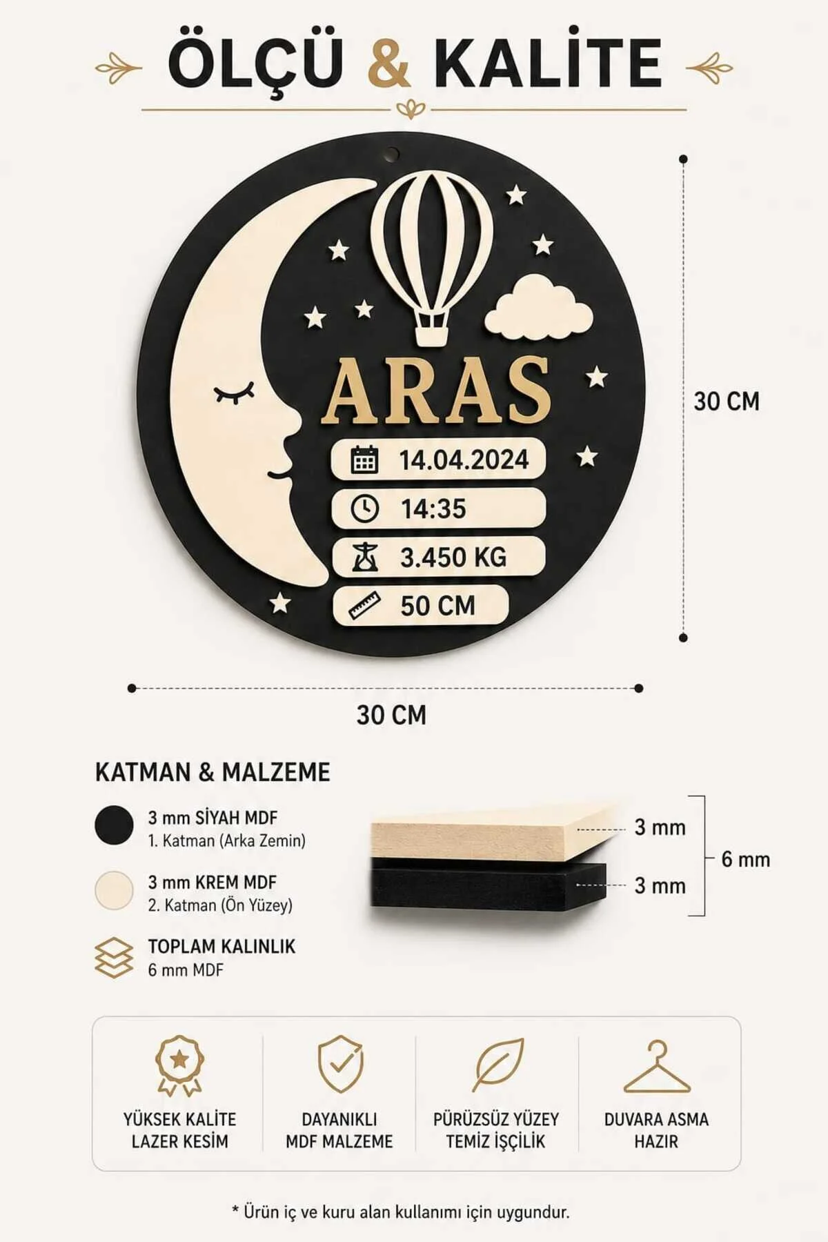 Kişiye Özel Bebek Doğum Panosu Bebek Odası Kapı Süsü Yeni Doğan Bebek Hediyesi