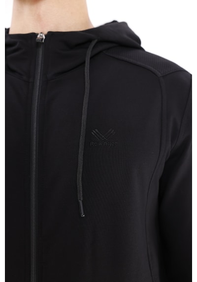 Rowinger Omuz Panel Detaylı Fermuarlı Kapüşonlu Erkek Sweatshirt Black