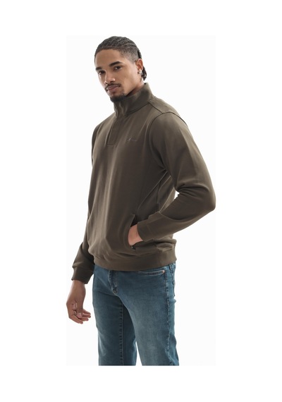 Boğazlı Sweatshirt Haki