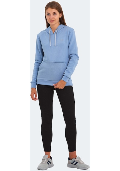 Slazenger KESHIAN IN Kadın Kapüşonlu Cepli Mavi Sweatshirt