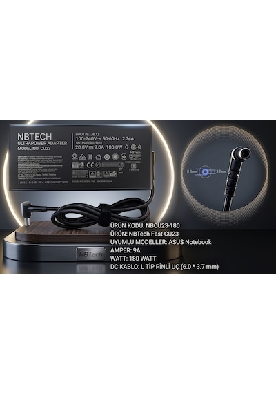 Fast Cu23 20v 9a 180w Asus Notebook Şarj Adaptörü 6.0x3.7mm İğneli Uç