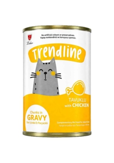 Trend Line Sos İçerisinde Et Parçacıklı Tavuklu Yetişkin Kedi Konservesi 400 Gr 24'lü Paket