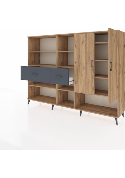 Hyperion Dolap 10 Raflı 2 Çekmeceli 2 Kapaklı 220x44x163 Çam-çam/ Çam-çam/antrasit Hyperion Dolap 10 Raflı 2 Çekmeceli 2 Kapaklı 220x44x163 Çam-çam/ Çam-çam/antrasit