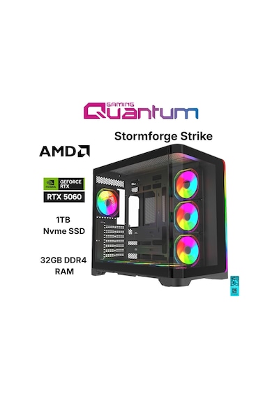Quantum Gaming Stormforge Strike R7 5700X 32 GB 1 TB Nvme RTX5060 Masaüstü Oyuncu Bilgisayarı