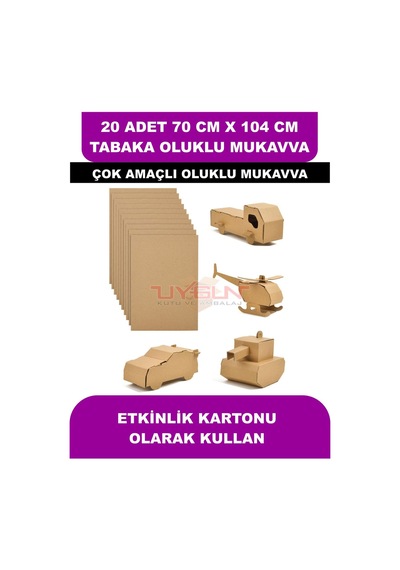 20 Adet 70cm X 104cm Baskısız Tabaka Oluklu Mukavva, Çocuk Etkinlik Kartonu, Maket Kartonu, Kargo Kartonu