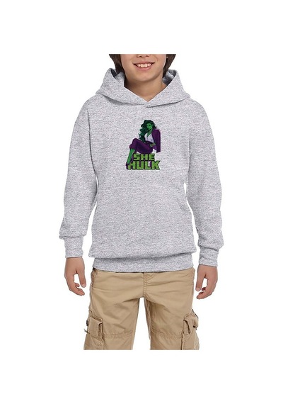 Zepplin Giyim She Hulk Digital Gri Çocuk Kapşonlu Sweatshirt Gri