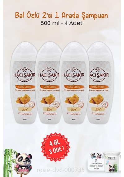 4 Al 3 Öde Hacı Şakir Bal 2si 1 Arada Şampuan Hacim Veren 500 Ml Ve Rosıe