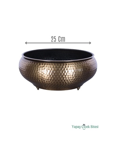Yapay Çiçek Sitesi Metal Dekoratif Darbeli Ufo Model Saksı 11 Cm Bronz Bronz