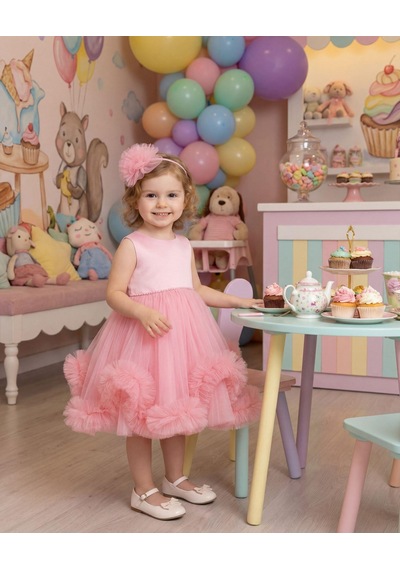 Ayışığı Kız Çocuk Tüllü Pembe Abiye Elbise Volanlı Etek Prenses Model Abiye Elbise Taç Hediyeli 1-5 Yaş Pembe Ayışığı Kız Çocuk Tüllü Pembe Abiye Elbise Volanlı Etek Prenses Model Abiye Elbise Taç Hediyeli 1-5 Yaş Pembe