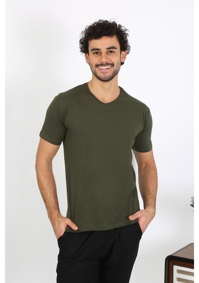 Akbeniz Erkek Penye Haki 3'Lü Pijama Takımı 6848-Haki