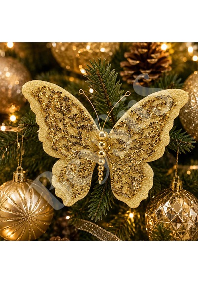 Yılbaşı Ağacı Süsü Gold Kelebek 20 Cm Diğer