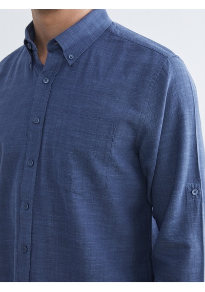 Lcwaıkıkı Classic Lacivert Regular Fit Uzun Kollu Armürlü Erkek Gömlek