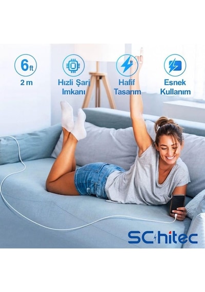3a 60w Type-c To Lightning Hızlı Data Ve Şarj Kablosu 2 Metre Beyaz Sx252m Diğer