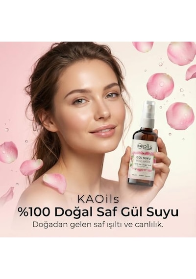 Tr Saf Gül Suyu - 100% Pure Rose Water 100 Ml - Doğal Gül Mayası Hidrolatı - Canlandırıcı Ve Nemlendirici Yüz T