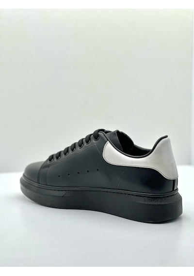 Erkek Hakiki Deri Sneakers Siyah Siyah