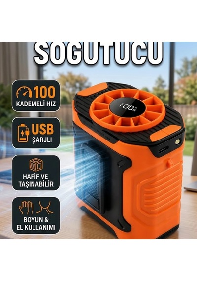 Usb Şarjlı Mini El Ve Boyun Fanı 100 Kademeli Ayarlanabilir Hızlı Taşınabilir Soğutucu