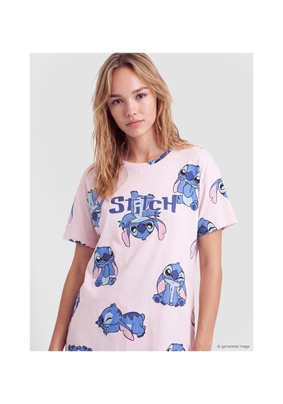 Lcw Young Pembe Stitch Baskılı Kadın Gecelik