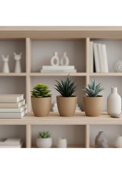 Üçlü Mini Yapay Sukulent Seti 8 Cm Saksı, Dekoratif Küçük Bitki Seti, Gerçekçi Görünüm, Salon Ofis Ev Ma Diğer