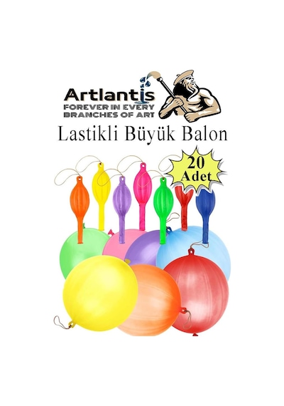 Lastikli Balon Zıpzıp 20 Adet İpli Balon Lateks Büyük Balon Punch Panç Renkli Balon Çok Renkli
