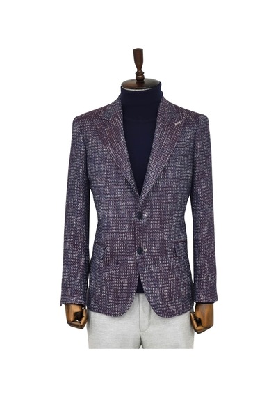 Wessi Desenli Slim Fit Spor Mor Erkek Ceket - Wessi Mor