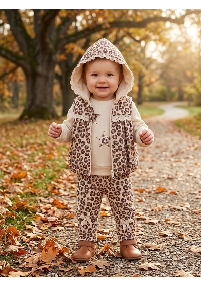 Hippil Baby Leopar Desenli 3lü Takım
