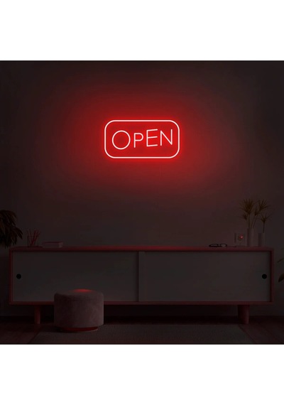 Open Yazılı Neon Tabela Kırmızı