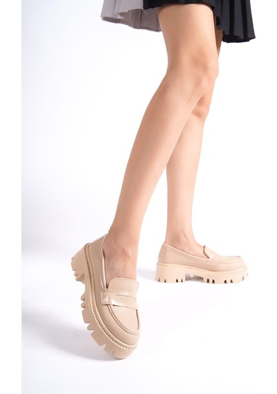 Mubiano Mb2010-n Kalın Taban Nude Kadın Kolej Loafer Nude
