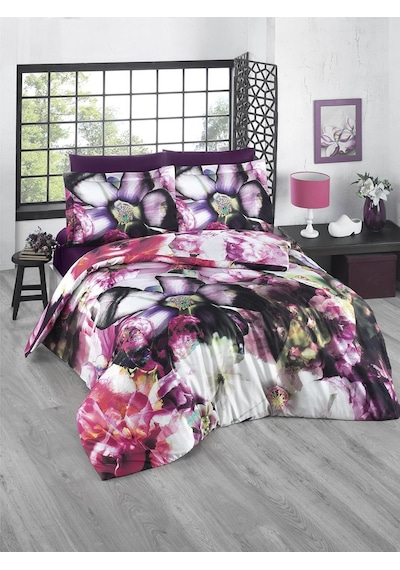 Menderes Home Lanotte Saten Tek Kişilik Nevresim Takımı Digital Baskı Magnolias