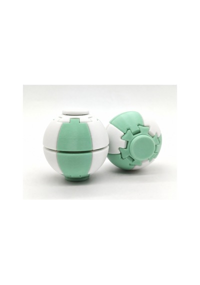 Alvera Press Küresi 3d Baskı Dönüşen Mekanik Fidget Stres Oyuncağı-mint-beyaz