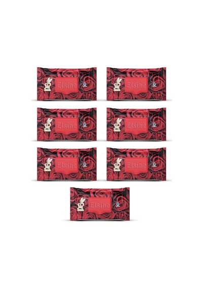 Elsine 7 Paket Red Rose Islak Havlu Mendil 90 Adet Kapaklı Gül Kokulu