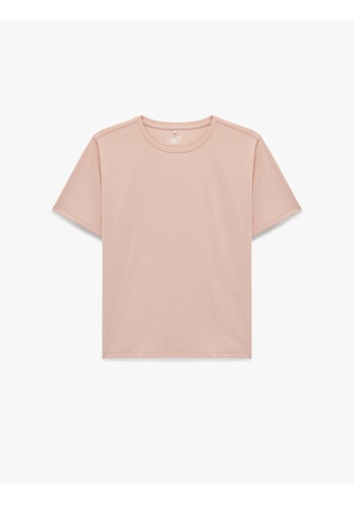 Koton Kısa Kollu Bisiklet Yaka Oversize Spor Tişört Pembe Melanj 6sak10056nk 56x
