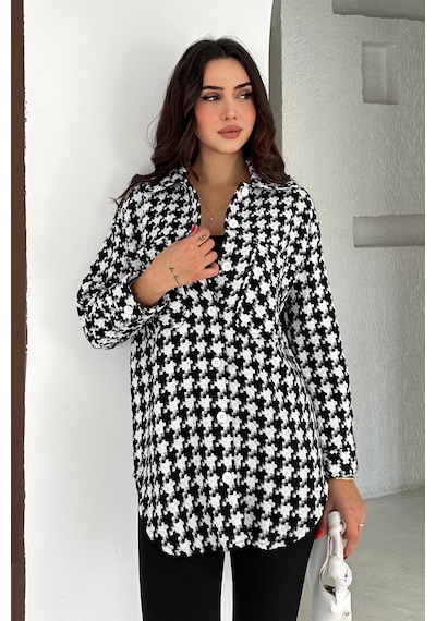 Asprin Fashion Kazayağı Gömlek Siyah Siyah