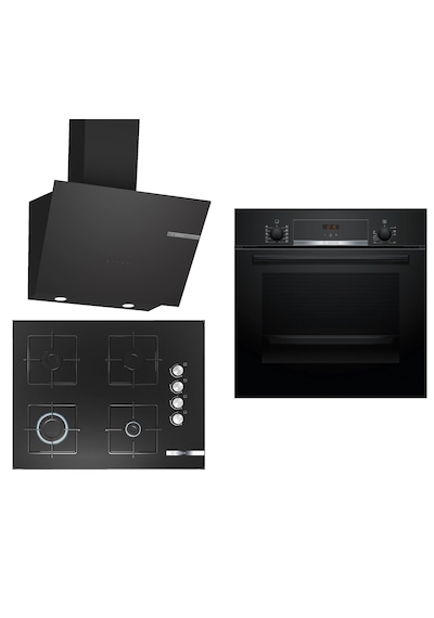 Bosch HBF514BB1T - POP7C6O12O - DWK66PJ60T 3'lü Ankastre Set Siyah 268