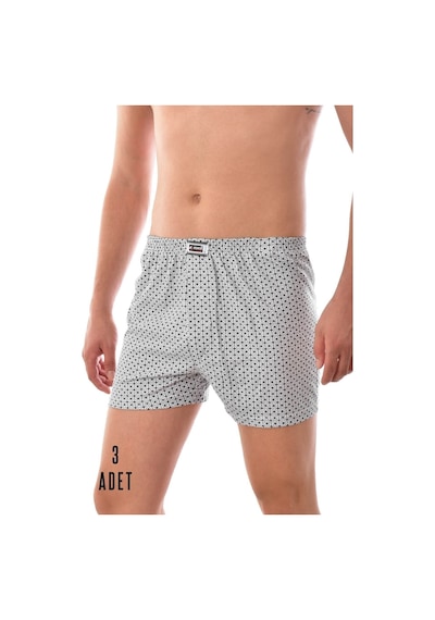 Erkek Gri 3 Adet Pamuklu Desenli Asorti Boxer 007 Gri