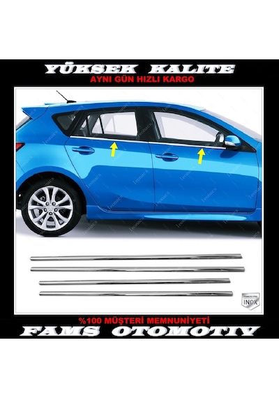 Mazda 3 Hb Krom Cam Çıtası 4 Prç P.Çelik 2009-2014 Arası