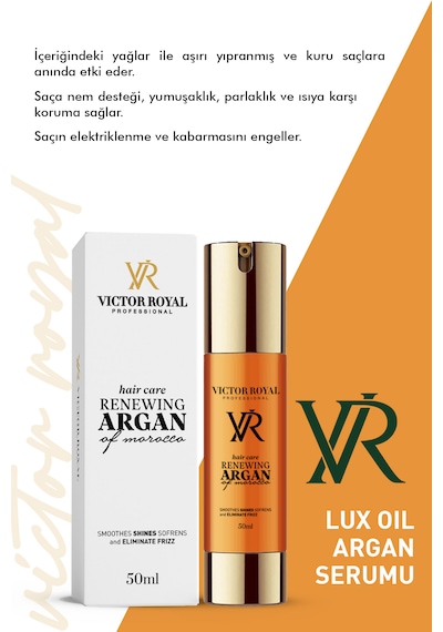 Victor Royal Yıpranmış Ve Kuru Saçlar Için Lux Oil Argan Yağı 50 Ml