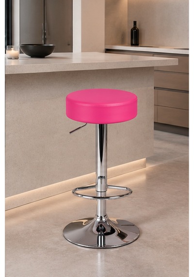 Bürocci Moni Bar Sandalyesi - Pembe - 9511q0120 - Paslanmaz Krom Kaplı Metal Ayak