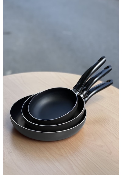 3'lü Teflon Tava Seti 16-20-24 Cm Siyah Teflon