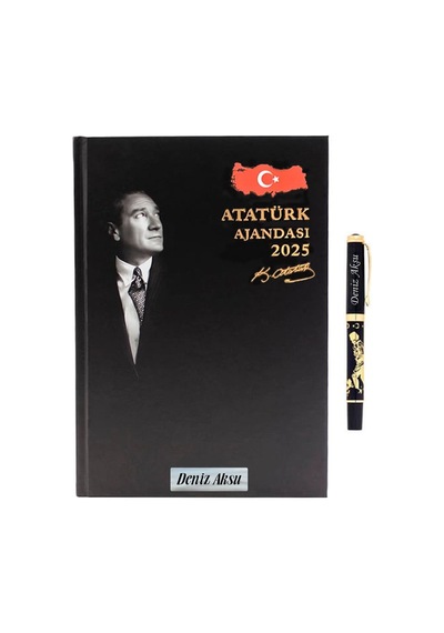 İsme Özel Premium 2025 Atatürk Ajandası Ve Roller Kalem Seti Kobitmeyencom33579 Bk Gift Renkli